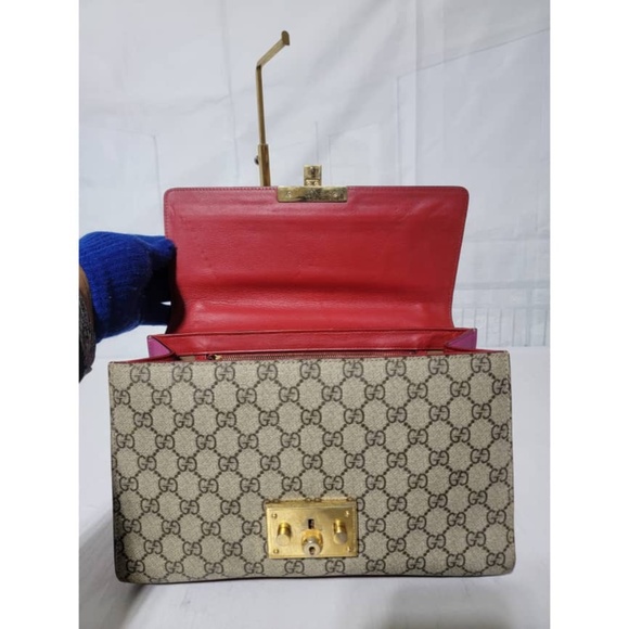 Authentic GUCCI GG Supreme Monogram Calfskin Medium Padlock Shoulder Bag - Picture 12 of 16